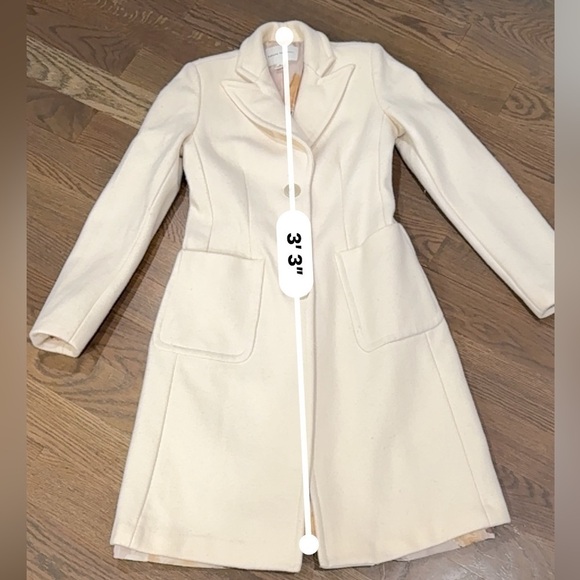 Banana Republic cream Wool Button A Line Long Coat S. Small jacket preppy C4 - Picture 7 of 9